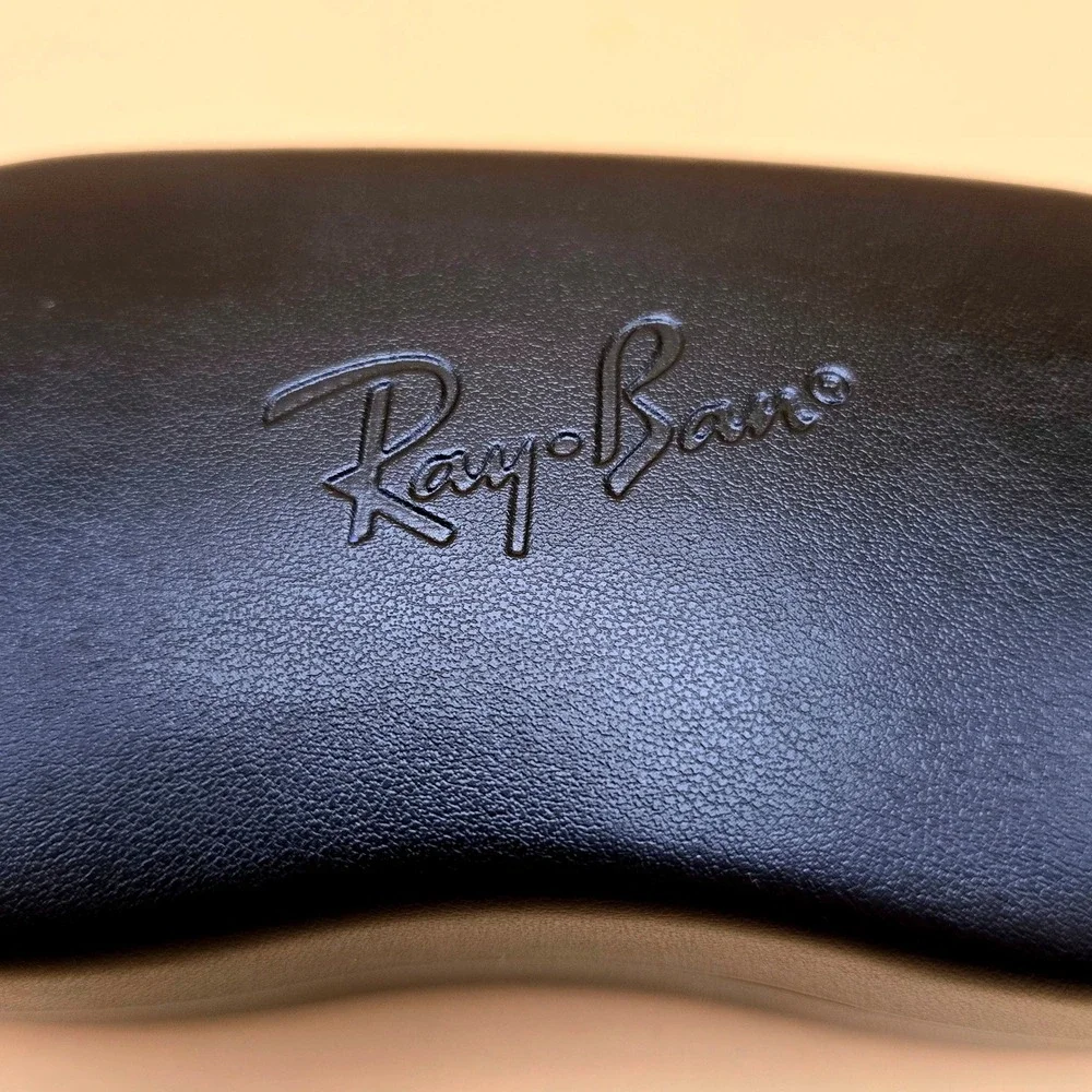 Ray-Ban Brown Hard Shell Sunglass Case Clamshell Logo Textured Eyewear Protector
